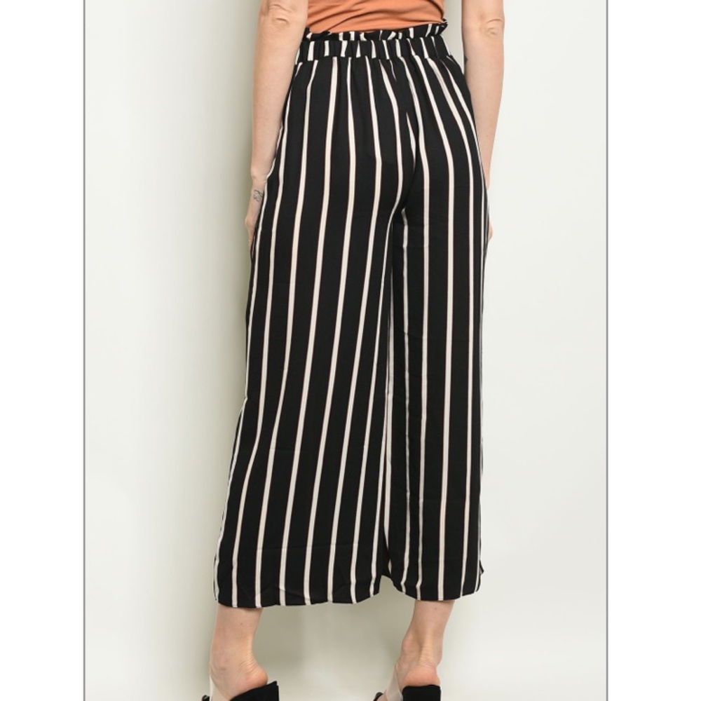 Black and Ivory Wide Leg Pants - Picture 4 of 4